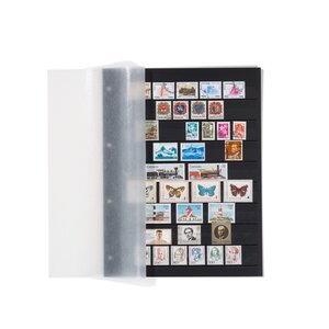 Stamp insert sheets, Black 2-sided use - 9 compartments horizontal, Vario - 4 Rings