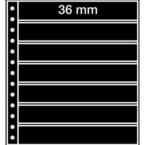 Insert sheets, Black 2-sided use - 7 compartments horizontal, R - type 7.S - 13 Rings - Pocket dim: 248x36 mm.