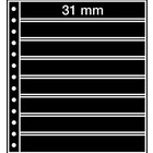 Einsteckblätter, Schwarz 2-seitige Verwendung - 8 Fächer horizontal - LEUCHTTURM, R - Typ 8.S - 13 Ringe - Fach abm: 248x31 mm. ■ pro 5 Stück.