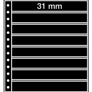Einsteckblätter, Schwarz 2-seitige Verwendung - 8 Fächer horizontal, R - Typ 8.S - 13 Ringe - Fach abm: 248x31 mm.
