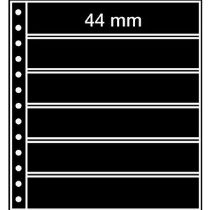 Insert sheets, Black 2-sided use - 6 compartments horizontal, R - type 6.S - 13 Rings - Pocket dim: 248x44 mm.