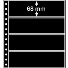 Insteekbladen, Zwart 2-zijdig gebruik - 4 vakken horizontaal - LEUCHTTURM, R - type 4.S - 13 Rings - Vak afm: 248x68 mm. ■ per 5 stuks.
