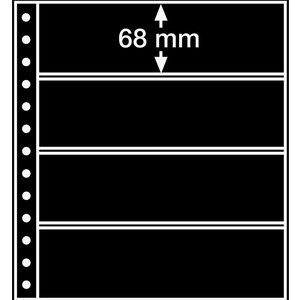 Insert sheets, Black 2-sided use - 4 compartments horizontal, R - type 4.S - 13 Rings - Pocket dim: 248x68 mm.