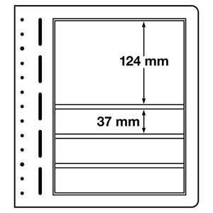 Insert sheets, Champagne - 4 compartments horizontal, LB - type LB.4.mix - 13 Rings - Pocket dim: 190x37(3x), 190x124 mm.