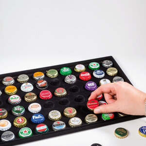 Presentation Display, Finestra - suitable for Champagne capsules (60 pcs.) Black with Black interior - dim: 403 x 255 x 34 mm.