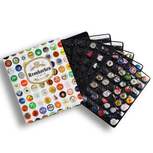 Grande Compart, Bladen (4 rings) geschikt voor Flessendoppen (42 st.) Transparant met Zwarte achtergrondfolie - afm: 240 x 296 mm.