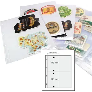 FC, Sheets (4 rings) 4 compartments (108 x 148 mm.) suitable for Beer mats - Transparent - dim: 230 x 305 mm.