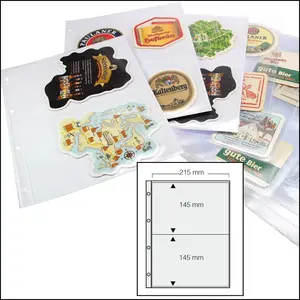 Blätter (4 Ringe) 2er Einteilung (215 x 145 mm.) geeignet für Bierdeckel - Transparent - Abm: 230 x 305 mm.