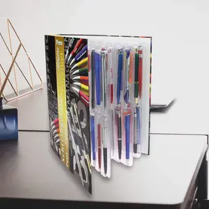 FC, Sheets (4 rings) 16 compartments - suitable for Pens - Transparent - dim: 230 x 305 mm.