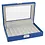 Presentation Display - for Pens ( 8 pc.) Blue leather look with beige interior - dim: 266 x 180 x 64 mm.