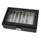 Safe, Présentoir - pour Stylos ( 8 pcs.)  Cuir noir avec intérieur beige - dim: 266x180x64 mm. ■ par pc.