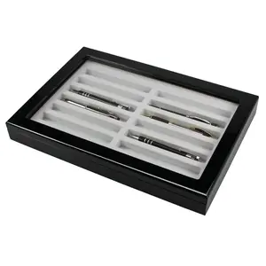 Presentation Display - for Pens (12 pcs.) Black with beige interior - dim: 375 x 260 x 55 mm.