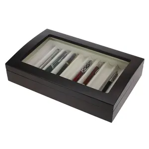 Presentation Display - for Pens (10 pcs.) Walnut color with beige interior - dim: 310 x 200 x 60 mm.