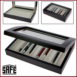 Presentation Display - for Pens (10 pcs.) Walnut color with beige interior - dim: 310 x 200 x 60 mm.