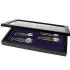 Safe, Presentatie Display - voor Horloges ( 8 st.)  Zwarte pianolak met blauw interieur - afm: 375x260x38 mm. ■ per st.