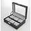 Präsentation Display- für Uhren (6 Stk.) Schwarze Lederoptik mit grauer Innenausstattung - Abm: 255 x 195 x 85 mm.
