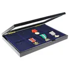 Safe, Presentation Display - for Medals (8 pcs.)  Black piano lacquer with blue interior - dim: 375x260x38 mm. ■ per pc.