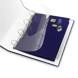 Compact A4, Sheets (4 rings) suitable for Pins and Medals - Blue velvet, incl. Transp. separation sheets - dim: 210 x 255 mm.