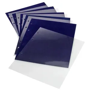 Compact, Bladen (4 rings) geschikt voor Spelden - Blauwe fluwelen bladen, incl. Transp. scheidings bladen - afm: 185 x 228 mm.