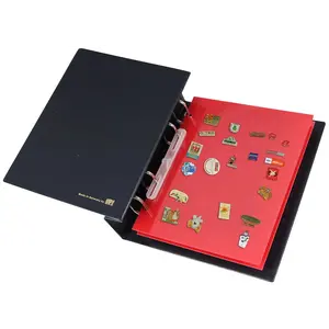 Compact, Sheets (4 rings) suitable for Pins - Red velvet sheets, incl. Transp. separation sheets - dim: 185 x 228 mm.