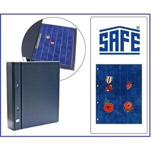Compact A4, Sheets (4 rings) suitable for Pins (42 pcs.) Blue velvet, incl. Transp. separation sheets - dim: 210 x 255 mm.