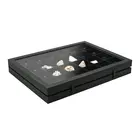 Safe, Presentation Display - 24 compartments (65x58 mm.)  for Minerals - Black with black interior - dim: 400x300x55 mm. ■ per pc.