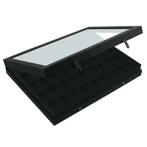 Presentation Display - 45 compartments (36 x 46 mm.) for Miniatures - Black with black interior - dim: 400 x 300 x 55 mm.
