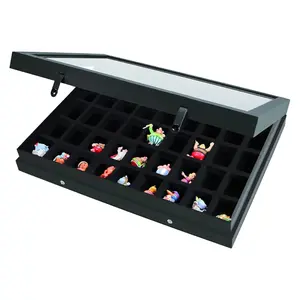 Presentation Display - 45 compartments (36 x 46 mm.) for Miniatures - Black with black interior - dim: 400 x 300 x 55 mm.