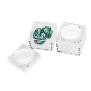 Acryl, PräsentationsBox , Mini, mit eingebauter Lupe - Abm: 30 x 30 x 25 mm.