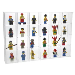 Acrylic, Display case with sliding door, Mini - 24 compartments - Transparent - dim: 350 x 45 x 240 mm.