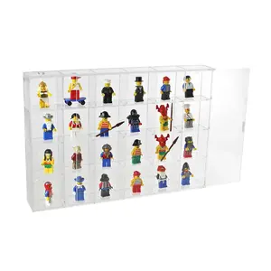 Acrylic, Display case with sliding door, Mini - 12 compartments - Transparent - dim: 350 x 45 x 240 mm.