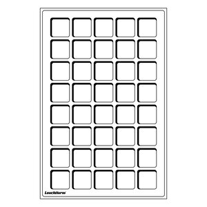 Tableau, Modell L - Fach Abm: 33 x 33 mm. (40 Stk.) Blau - Abm: 334 x 220 x 10 mm.