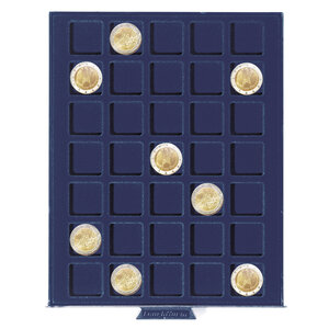 Stacking element, Smart - compartment dim: 27 x 27 mm. (35 pcs.) Blue/Transp. dim: 195 x 250 x 19 mm.