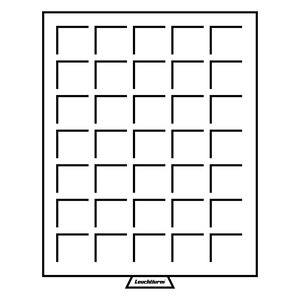 MünzBox , Smart - Fach Abm: 27 x 27 mm. (35 Stk.) Blau/Transp. Abm: 195 x 250 x 19 mm.