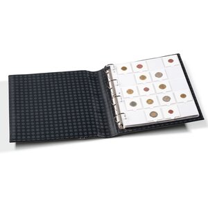 Grande Classic, Album (4 anneaux ) pour Étuis à monnaie (50 x 50 mm.) avec 10 feuilles, incl. boîte de protection - Noir - dim: 295 x 335 x 70 mm.