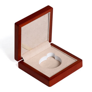 Écrin de monnaies, Siena - pour capsule Magic L, Ø 54 mm. (1 pc.) Couleur acajou - dim: 110 x 110 x 30 mm.
