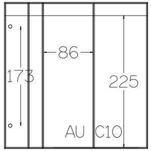 Insteekbladen, Volledig transparent - 2 vakken verticaal, DeLuxe - type C.10 - 2 Gats - Vak afm: 86x225 mm.