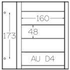 Insert sheets, Fully transparent - 4 compartments horizontal - DAVO, DeLuxe - type D.4 - 2 holes - Pocket dim: 160x48 mm. ■ per 5 piecess.