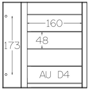 Insteekbladen, Volledig transparent - 4 vakken horizontaal, DeLuxe - type D.4 - 2 Gats - Vak afm: 160x48 mm. (licht gebruikt artikel)