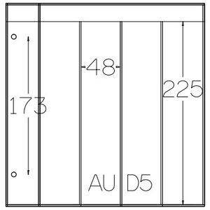 Insert sheets, Fully transparent - 2 compartments vertical, DeLuxe - type D.5 - 2 holes - Pocket dim: 48x225 mm.