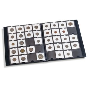 Taschenformat, Album (gebunden) für Münzhalter 50 x 50 mm. (200 Stk.) 10 Blatt - Blau/Silber - Abm: 245 x 307 x 40 mm.