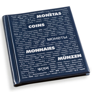 Pocket Size, Album (bound) for Coin Holders 50 x 50 mm. (200 pcs.) 10 sheets - Blue/silver - dim: 245 x 307 x 40 mm.