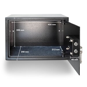 Vault, Klavent - fitted with a Key lock - Black - dimensions: 430 x 360 x 295 mm.