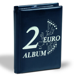 Pocket size, Album (bound) for 2 Euro coins (48 pc.) 6 sheets - Blue/Silver - dim: 120 x 165 x 30 mm.