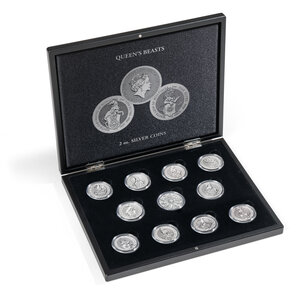 Presentation case, Volterra Uno - for Coins - Queen Beasts, 2 oz Gold in capsules (11 pc.)