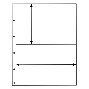 Insert sheets, Fully transparent - 2 compartments horizontal, Kanzlei (A3+) - type 2 - 18 Rings - Pocket dim: 330x210 mm.