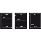 Davo, de luxe, Sheets (2 holes)  G3 - 3 compartments (200x108 mm.)  for FDCs (6 pc.)  Transp/m black inserts - dim: 225x338 mm. ■ per 10 pcs.