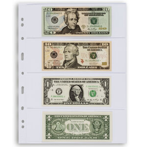 Insert sheets, Fully transparent - 4 compartments horizontal, Grande Easy - type 4.C - 4 Rings - Pocket dim: 216x72 mm.