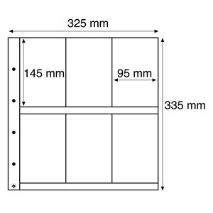 Insert sheets, Fully transparent 2-sided use - 2x3 compartments horizontal, Maximum - type 6.C - 18 Rings - Pocket dim: 95x145 mm.
