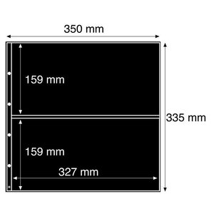Insert sheets, Black 2-sided use - 2 compartments horizontal, Maximum - type 7.S - 18 Rings - Pocket dim: 327x159 mm.